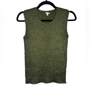 Y2K VTG Nicola Green Rouche Popcorn Tank Top Blouse Size Medium